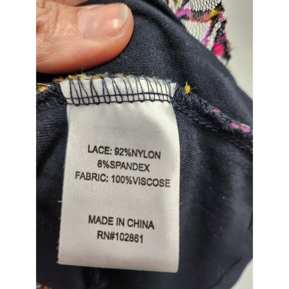 Adore Womens Tank Top Large Tiered Ruffle Lace Animal Print Grunge Whimsygoth - Picture 5 of 8